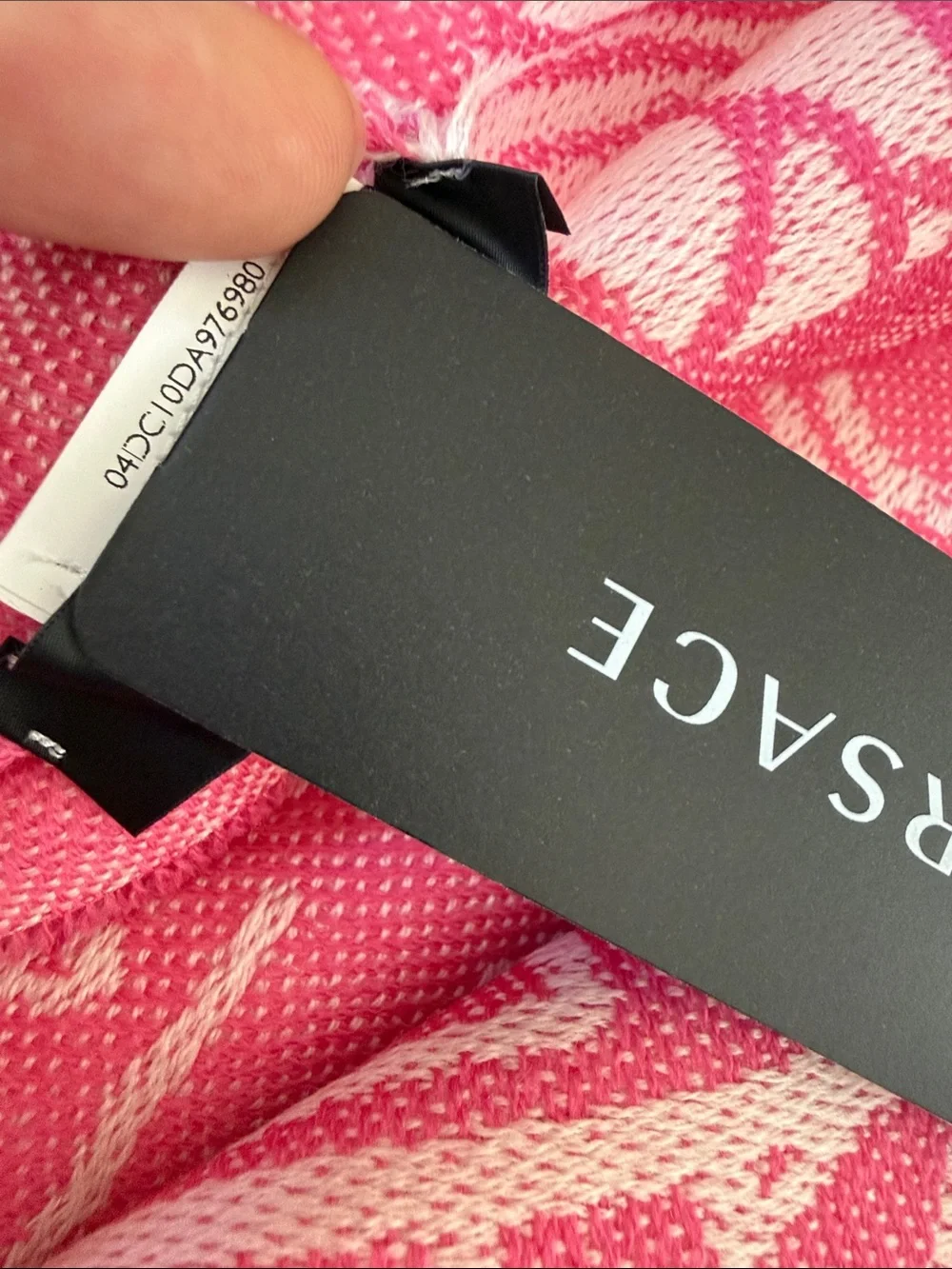 Versace Pink and Cream Medusa Jacquard wool Scarf